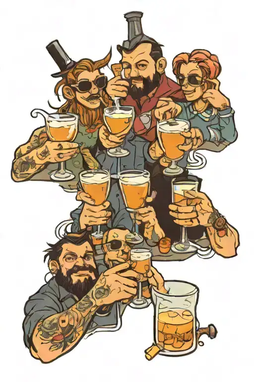 Alchohol And Friends Toasting Drinks