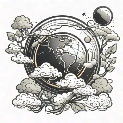 Planet With Clouds And Trees