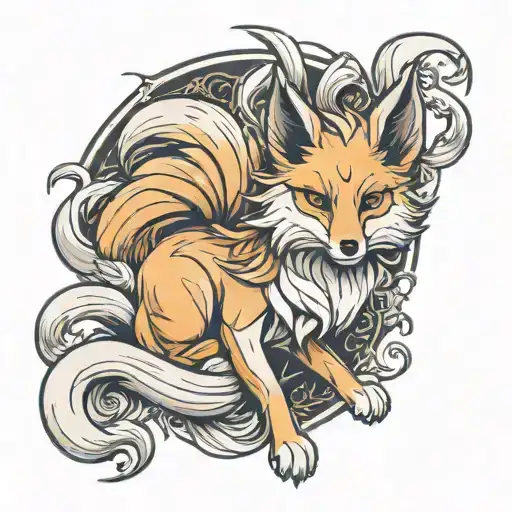 Ninetail Fox Sitting Facing Forward
