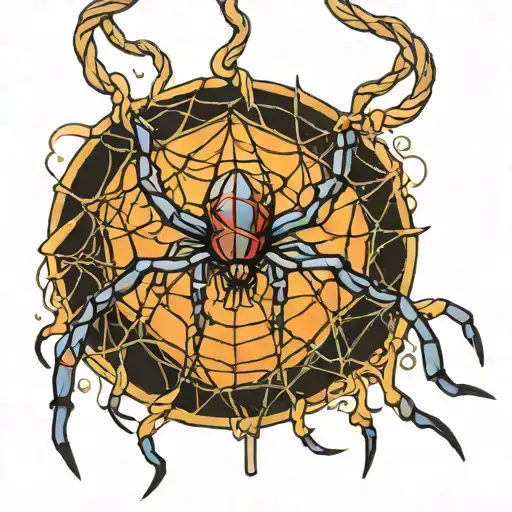 Spider Tangled Hanging From The Web