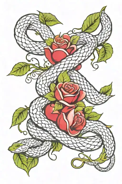 Apple Rose Snake Intertwined