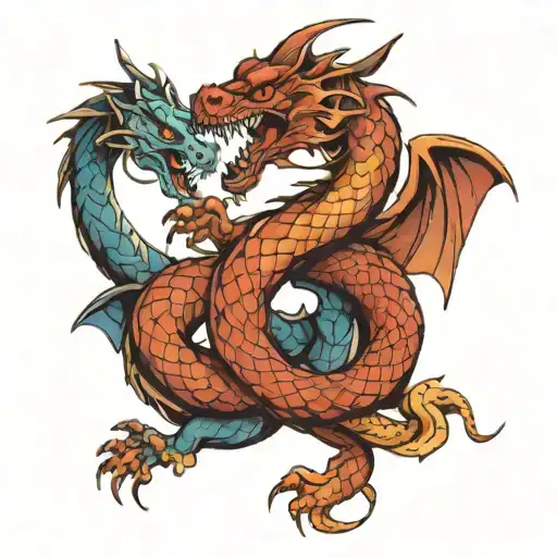 Dragon And Snake Intertwined