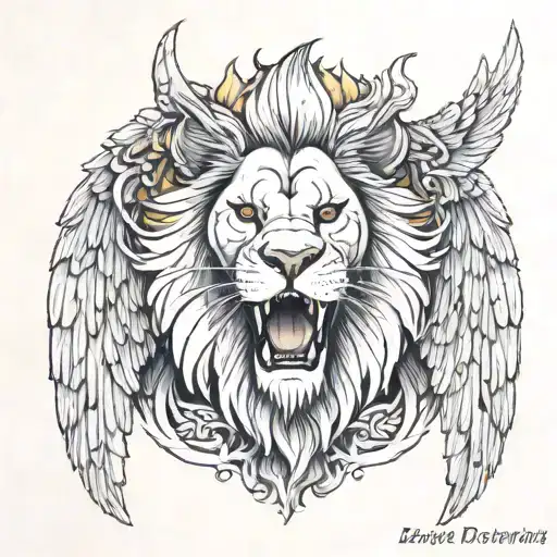 Lion On The Chest And 2 Wings On The Sides