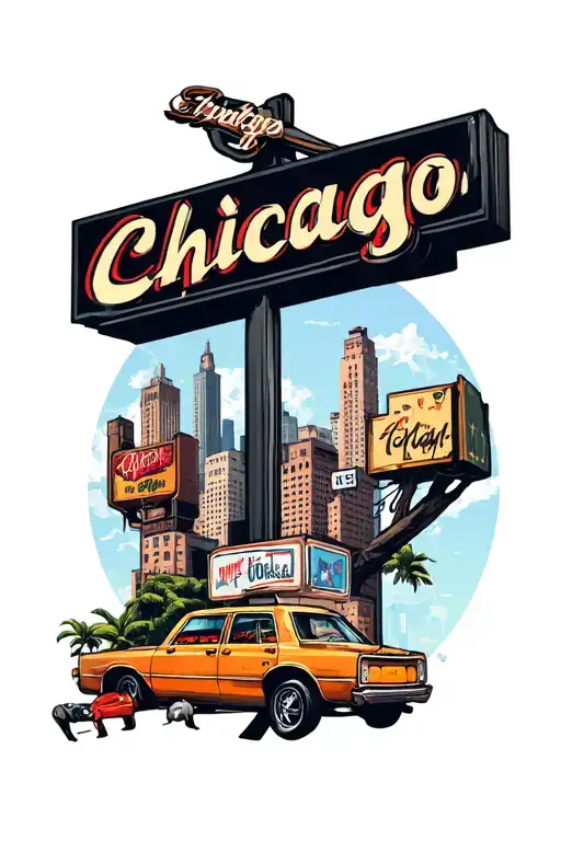 Chicago Chase Sign Surronded By Concrete Jungle Scene