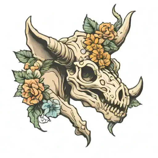 Triceratops Skull With Flowers
