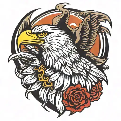 Eagle With Wolves Howling