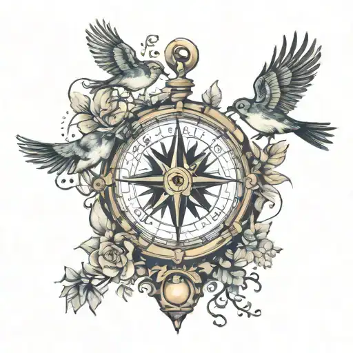 Compass Tree Birds Flying