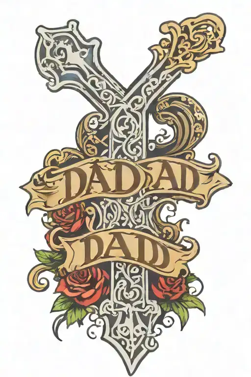 Filled Cross With The Name Dad Written In It