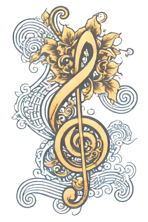 Blue Treble Clef And Water