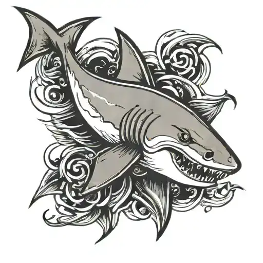 Shark Cartoon Tattoo Design
