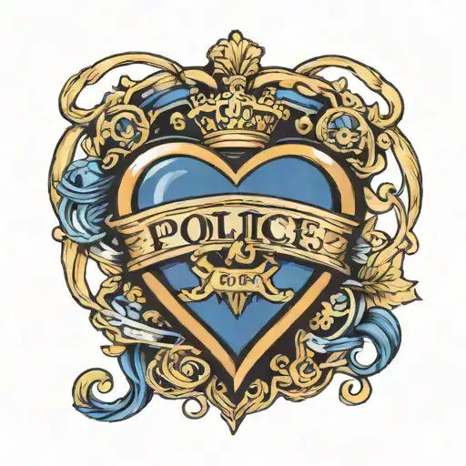 Police Blue Line Heart Surrounded