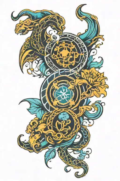 Aquarius Leo Scorpio Pisces Symbol Intertwined