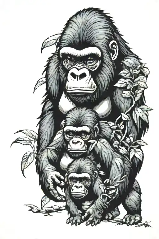 Gorilla Family Hiking