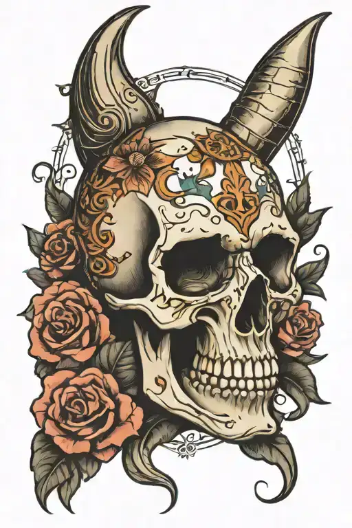 Crescent Moon Skull Adorned