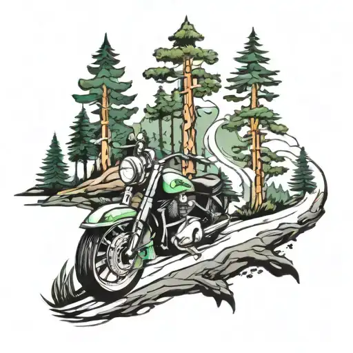 Forest Winding Road Motorcycle