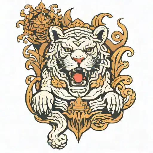 Buddha And Lion Roaring