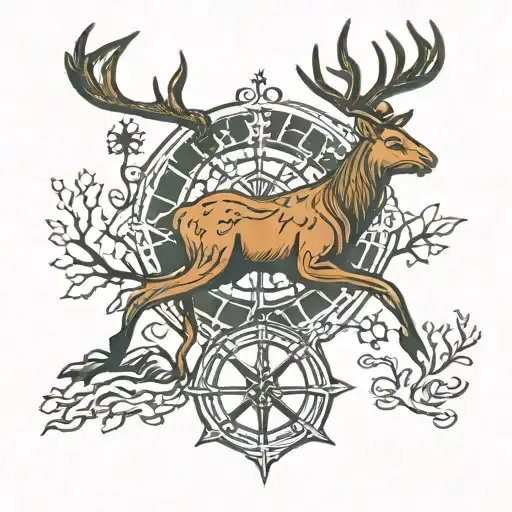 Vegvisir Symbol With Deer