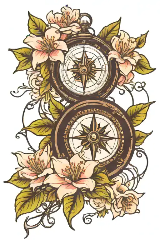 Compass And Azalea Flower