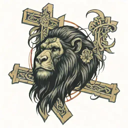Jesus Gorilla Lion All Into A Cross With Nice Shading