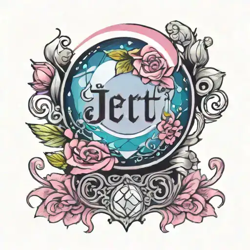 Light Purple Pink And Blue Crystal Ball With Flowers And The Name Jett Inside
