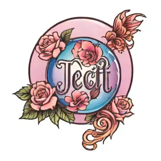 Light Purple Pink And Blue Crystal Ball With Flowers And The Name Jett Inside
