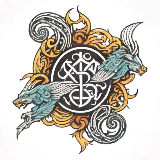 Norse Family Symbol Straight Line