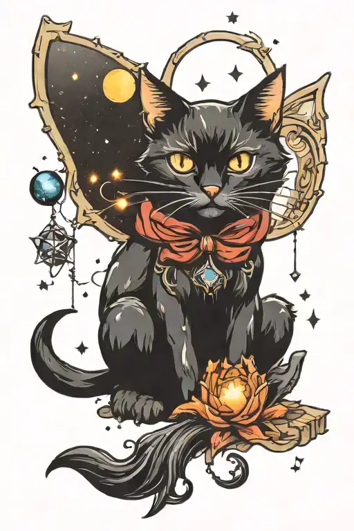 Witchcraft Galaxy Black Cat Crystal Moon
