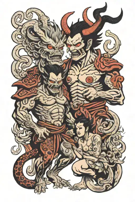 Japanese Demon Male And The Other Is Female