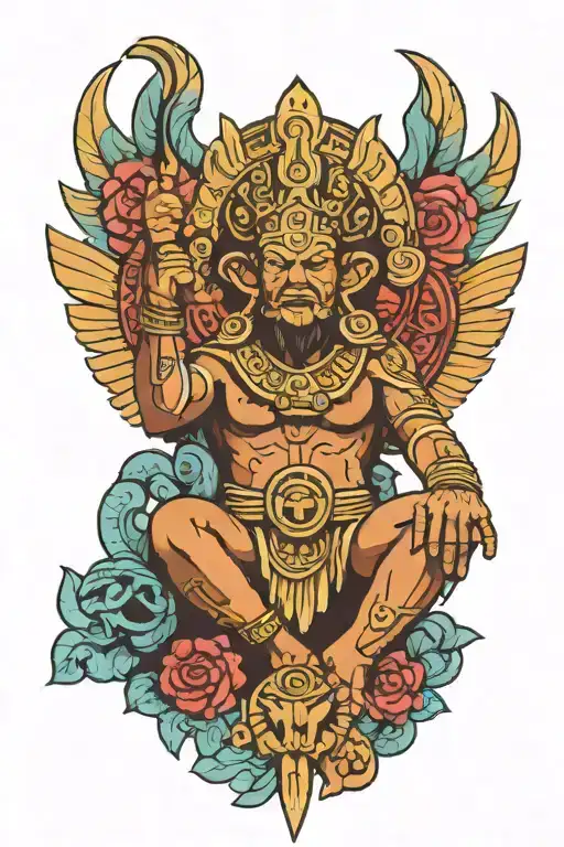 Mayan God Sits