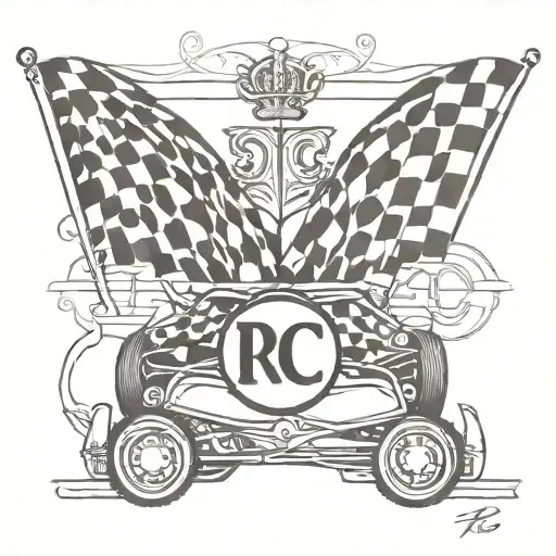 A Racing Flag With A Drag Race Car And My Initials Crc
