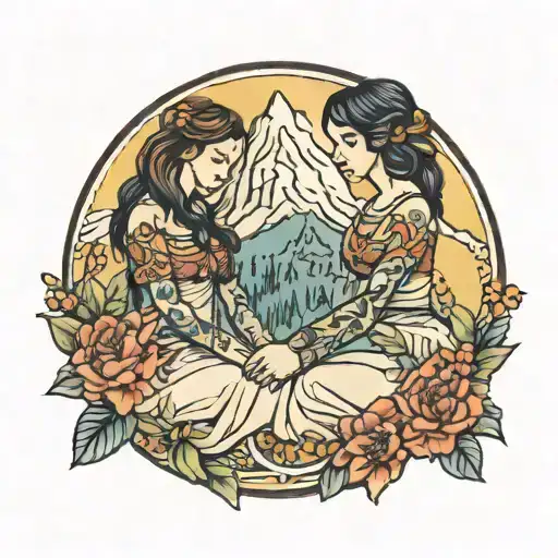 Mountain Daughters Holding Hands