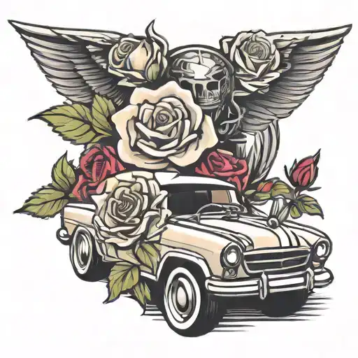 Car And Roses
