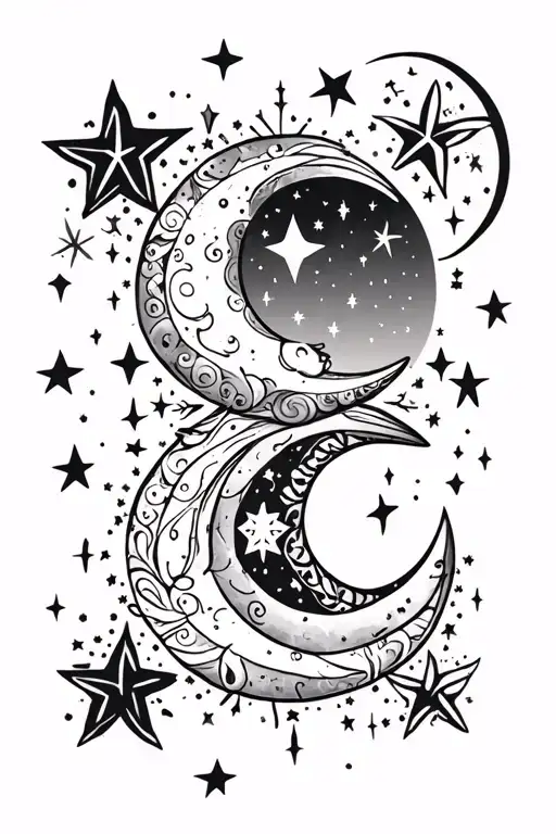 Celestial Moon And Stars