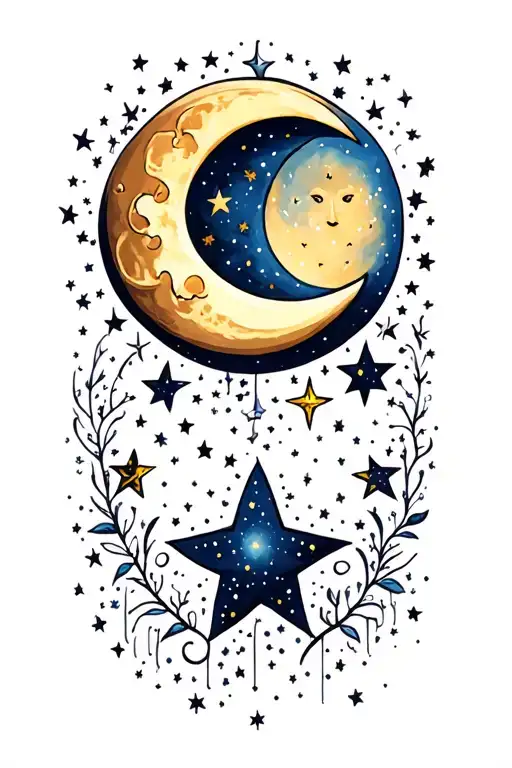 Celestial Moon And Stars