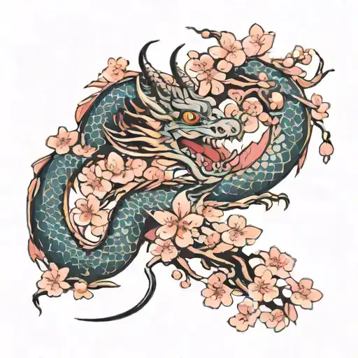 Dragon And Cherry Blossoms