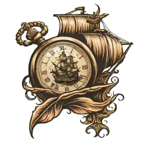 Pocket Watch With Pirate Ship Girly