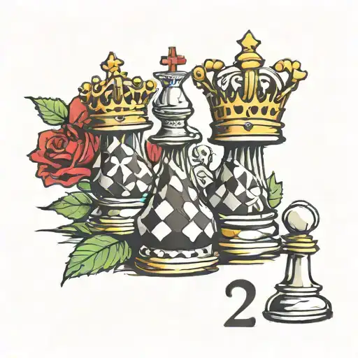 King And Queen Chess Piece And The Number 28