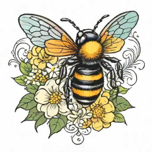 Bumblee Bee And Flower