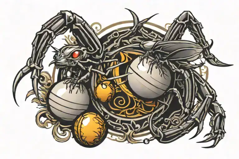 Cricket Bat And Ball & Scorpion & Eyes Looking