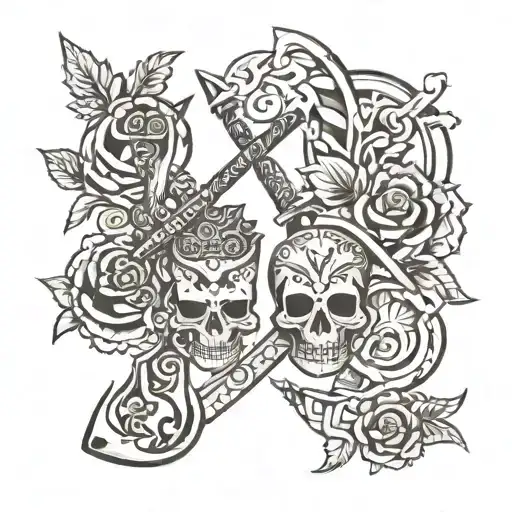 Scottish And Mexican Weapon Together Symbolizing