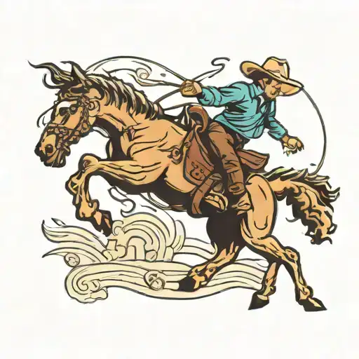 A Cowboy Riding A Bucking Bronco At A Rodeo