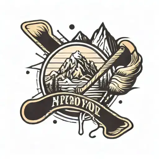 A Hockey Stick And Puck With A Silhouette Of A Mountain In The Background