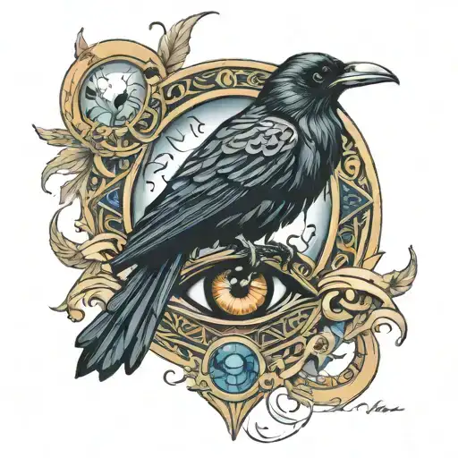 Raven Reflection In Eye Of Odin Styled Like Colorism