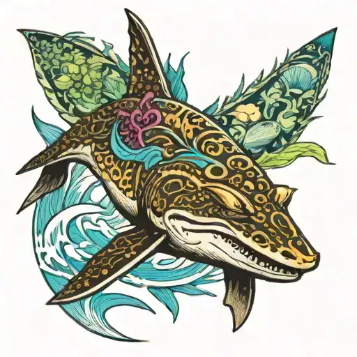 Great Barrier Reef Shark Kangaroo Walking On Crocodile