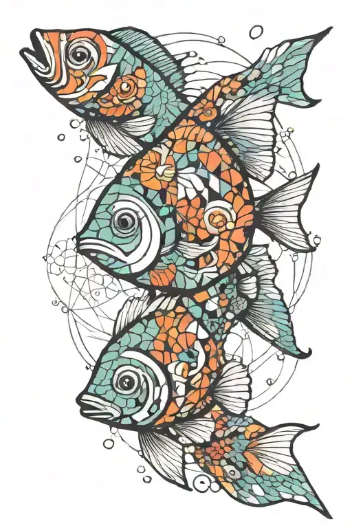 Psychadelic Fish Surrounded By Geometric Design Incorporating