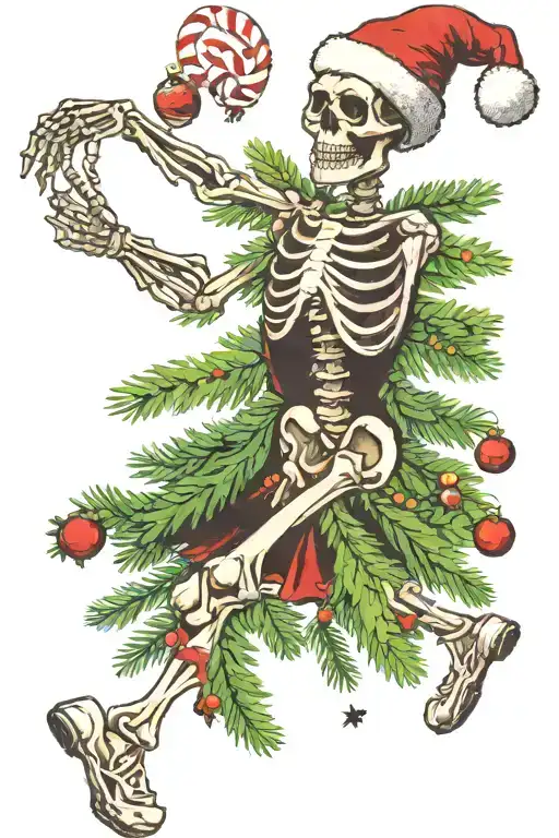 Dancing Skeleton Under Christmas Tree