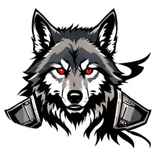 Wolf With Red Eyes On Armor