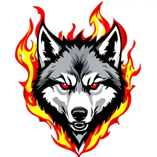 Wolf With Red Eyes With Flames
