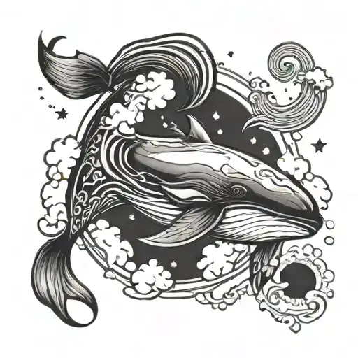 Whale Crescent Moon Clouds