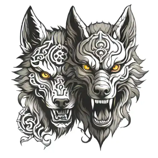Wolf And Demon Mask
